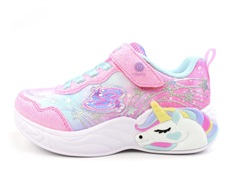 Skechers pink/turquoise unicorn dreams sneaker med blink